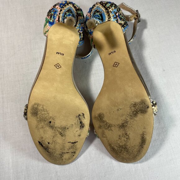 Halogen Size 6.5 Audrey Sandals Multi Color 3" High Heels Leather Gold Metallic - Picture 7 of 10